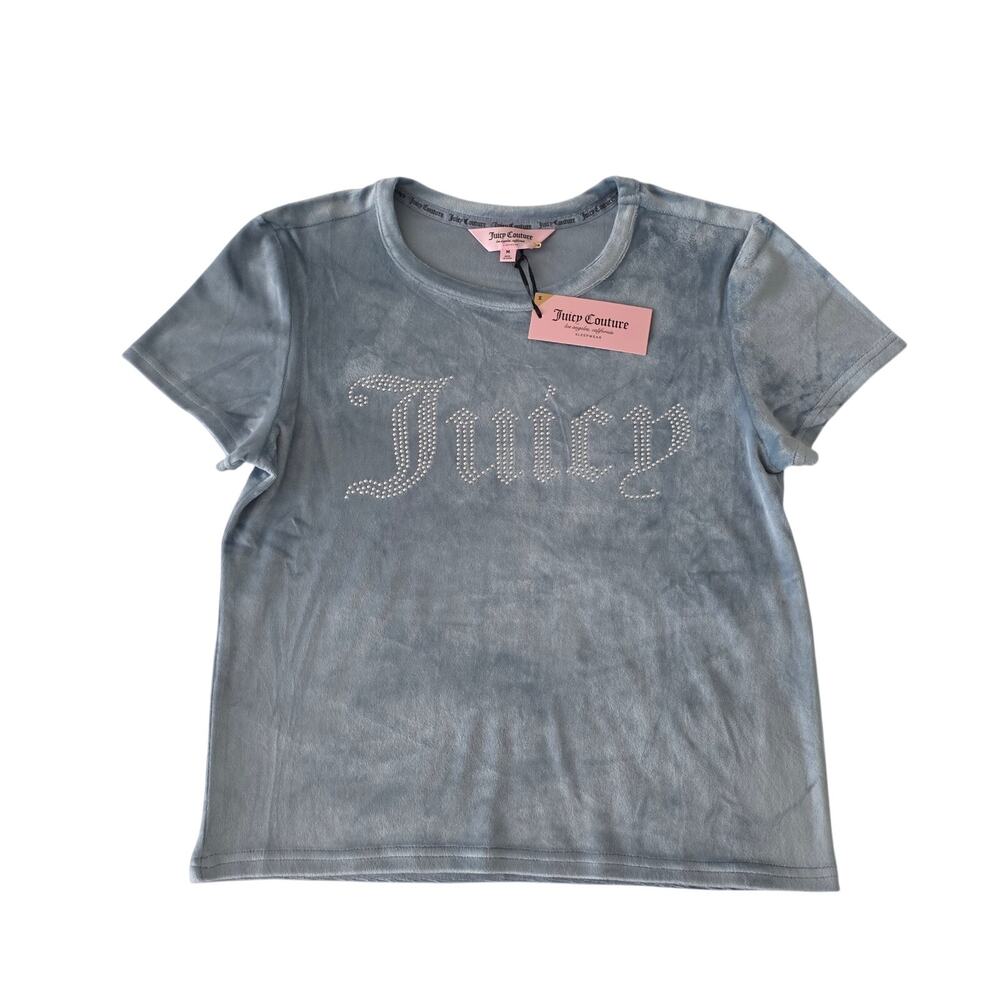 NWT Juicy Couture Blue 2 Piece Velvet Shirt and Pants Lounge Set, Y2K - Picture 13 of 15
